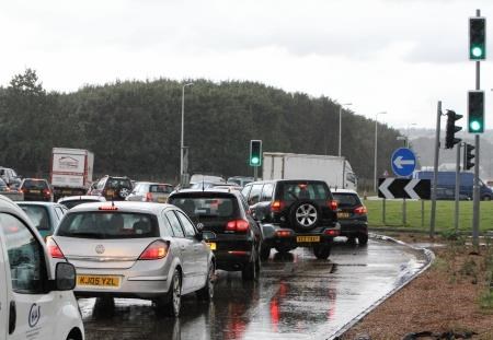 A snarl-up at the Longman roundabout at the Kessock Bridge, an all too familiar sight.