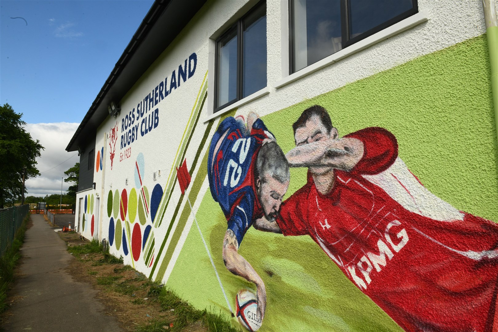 A close-up view of John Reid's iconic try on the side of Ross Sutherland's clubhouse. Picture: James Mackenzie