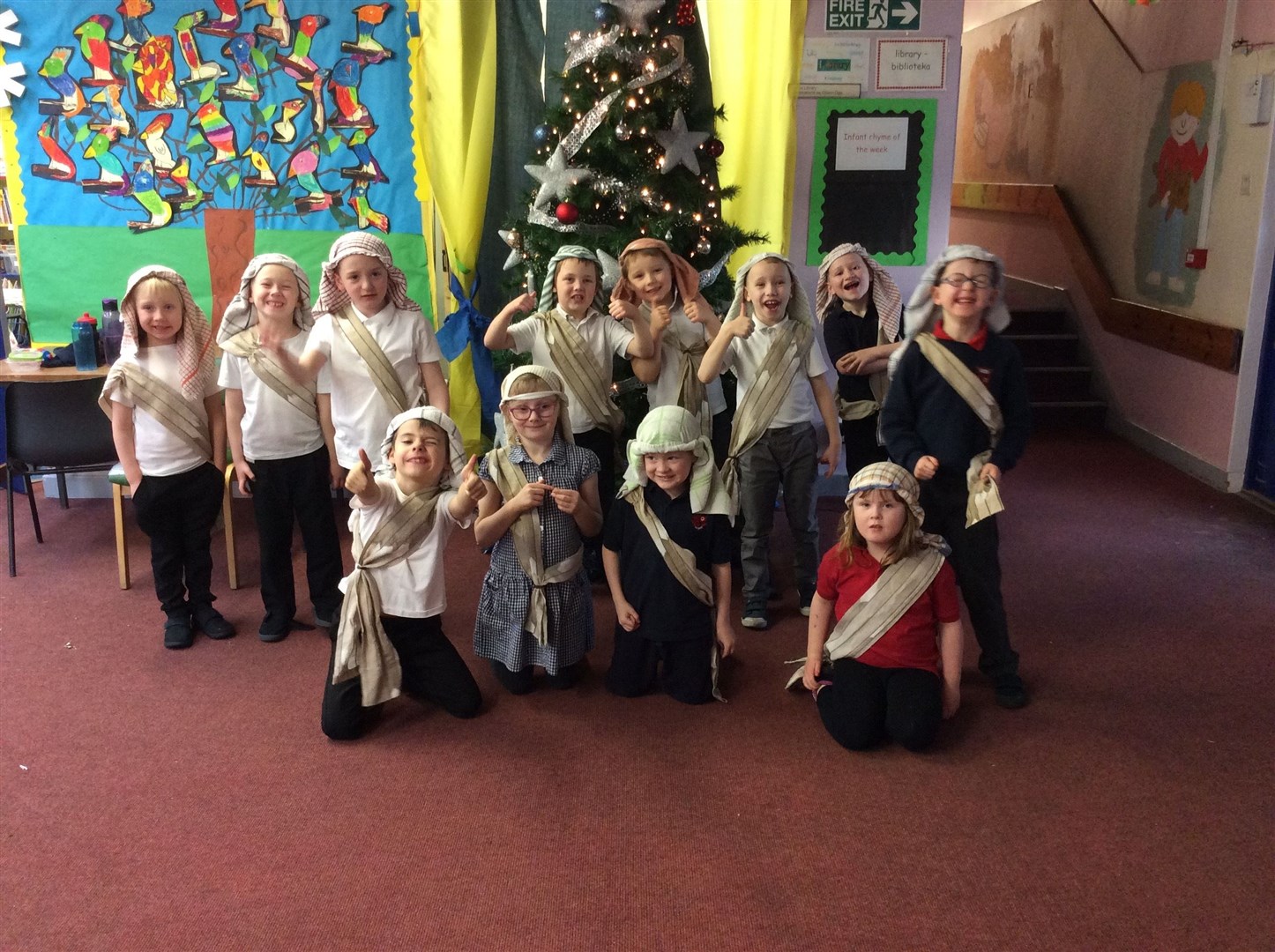 Lucas, Carson, Matthew, Harry, Tianna, Jack, JJ, Dillon, Xavier, Hayden, Lily and Kenneth at the dress rehearsal for Dingwall Primary Nativity.