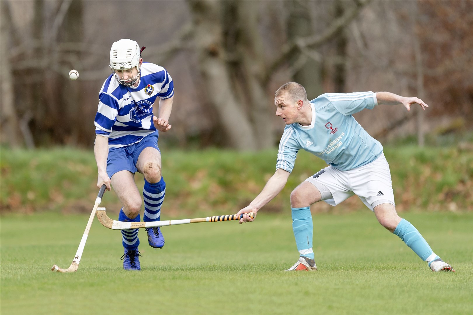 Rory Kennedy (Newtonmore) with Kevin Bartlett (Cabers). Picture: Neil Paterson