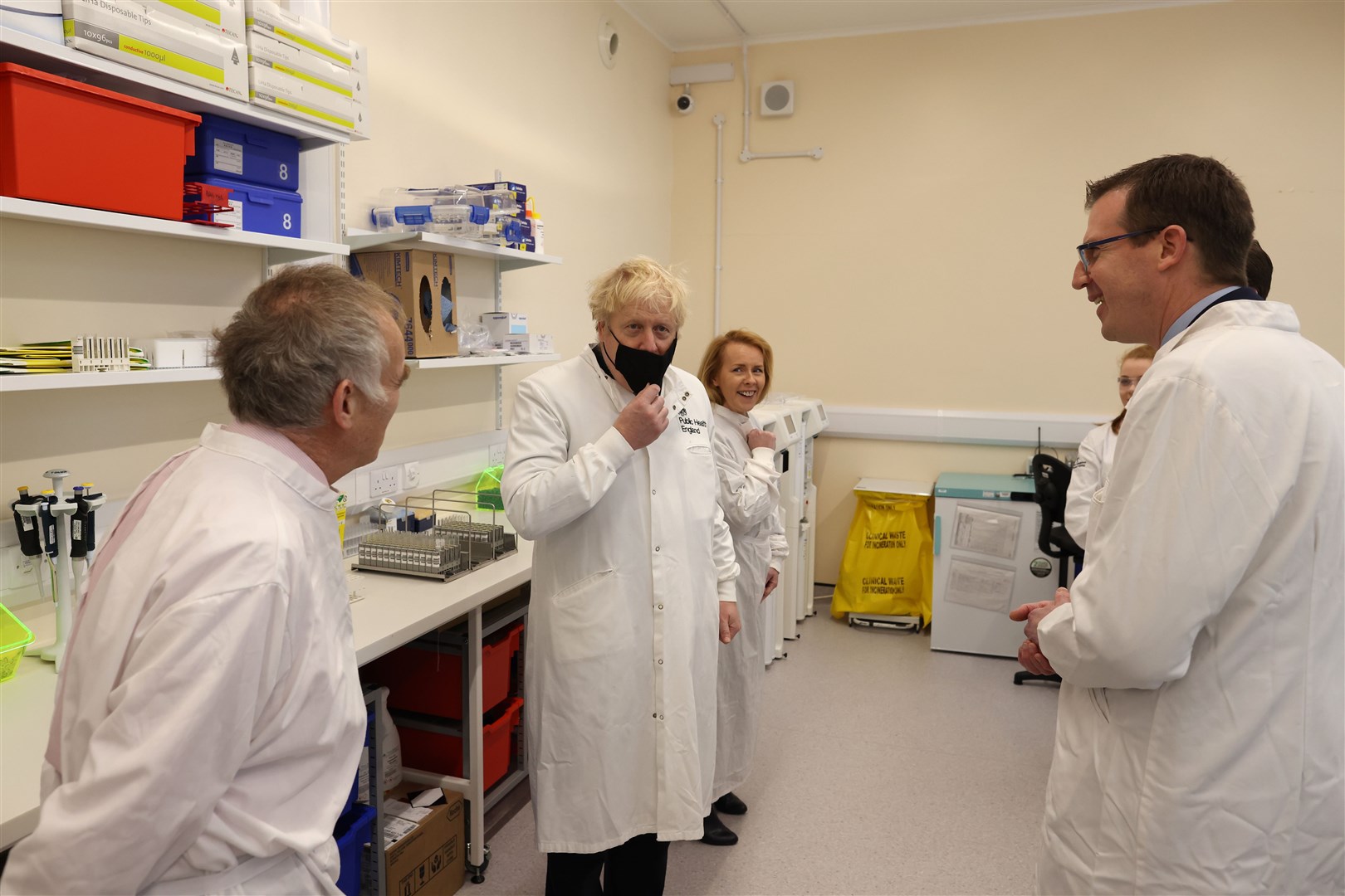 Prime Minister Boris Johnson during a visit to the serology laboratory at Porton Down (Adrian Dennis/PA)