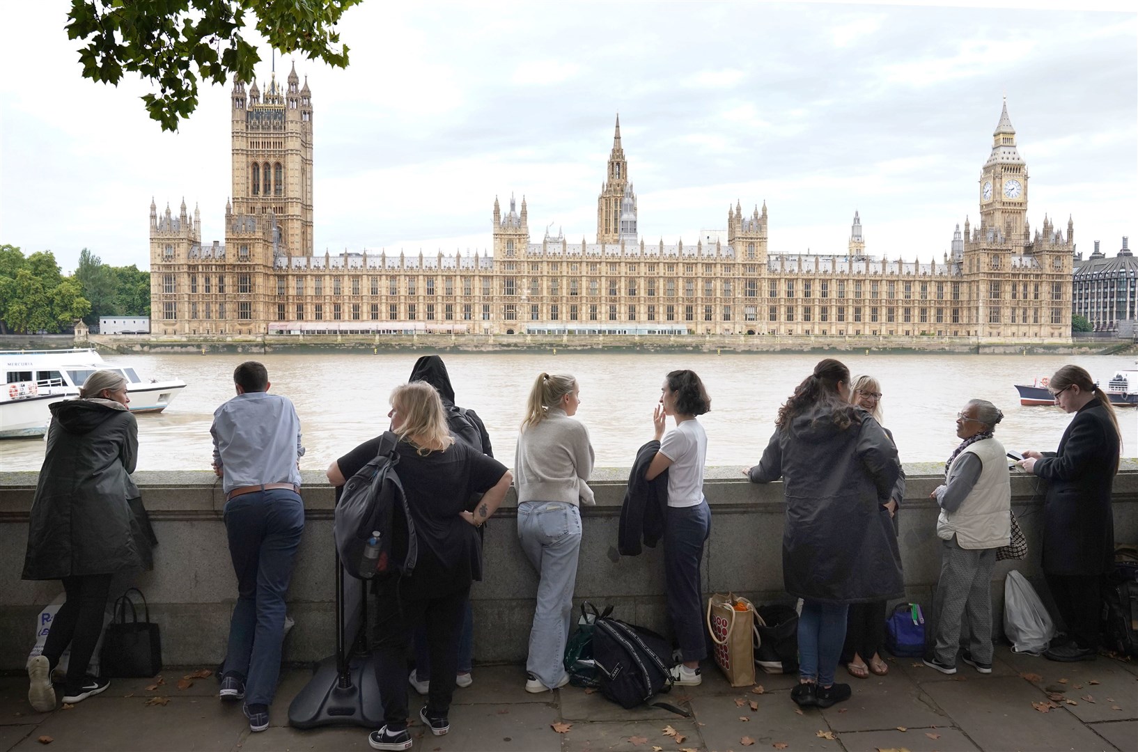 The view from the queue – the Houses of Parliament from the South Bank (Stefan Rousseau/PA)