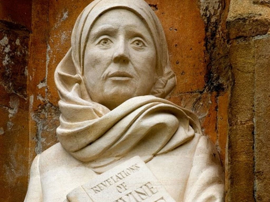Lady Julian of Norwich statue by David Holgate at the Anglican Cathedral in Norwich.