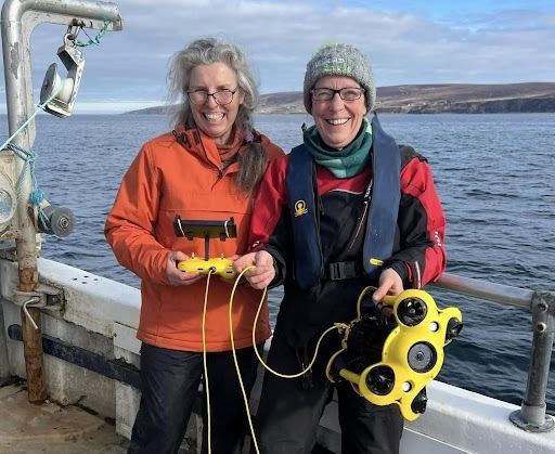 Sue Pomeroy and Fiona MacKenzie of Little Loch Broom Marine Life with the ROV they used to investigate herring eggs on the seabed adjacent to North Erradale in March. Picture: Alice Walker.