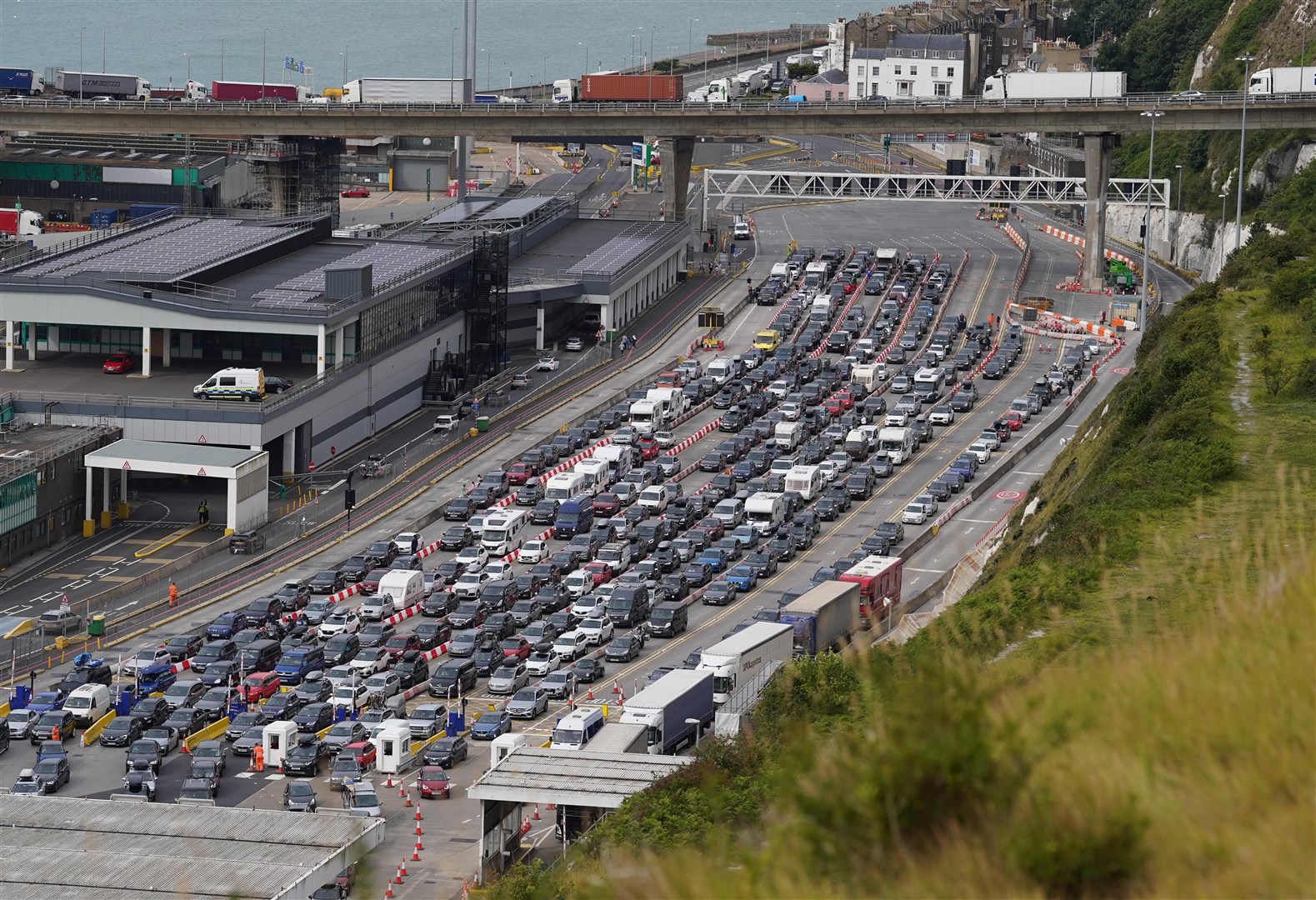 Cars queue at the Port of Dover in Kent (Gareth Fuller/PA)