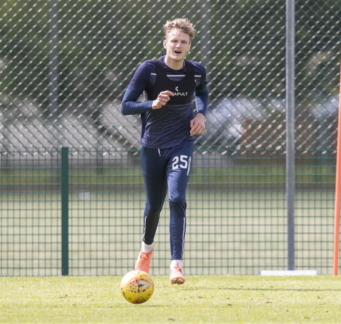 Ross County defender Coll Donaldson pictured training as the Staggies prepare for the upcoming season. Picture: Ken Macpherson