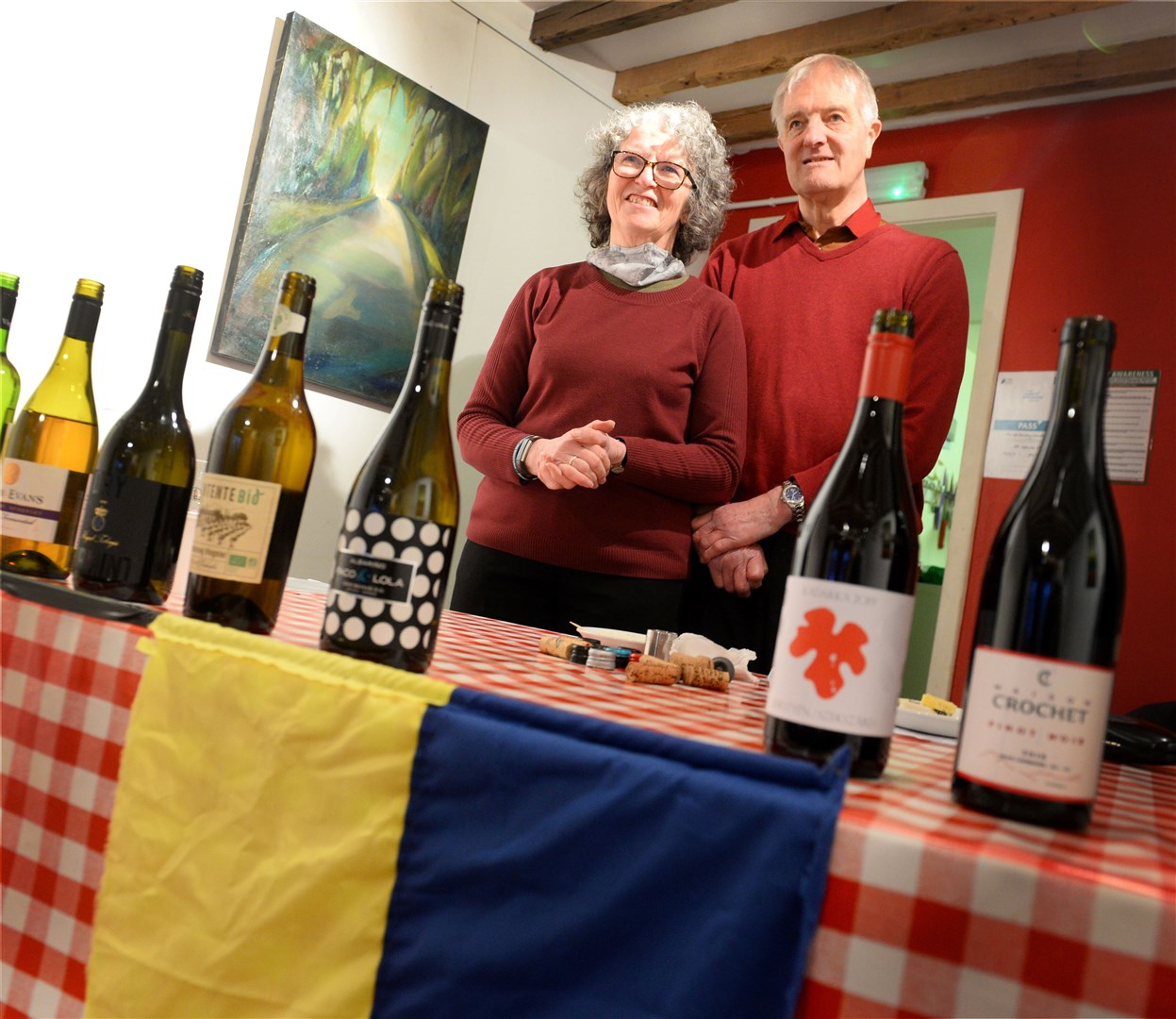 Ukraine cheese and wine tasting fundraiser at the Old Brewery Cromarty. Organisers Barbara and Richard Davis. Picture Gary Anthony.