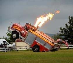 The grand finale on Wednesday night at the Black Isle Show was an awsesome wheelie display by the Backdraft Fire Engine.