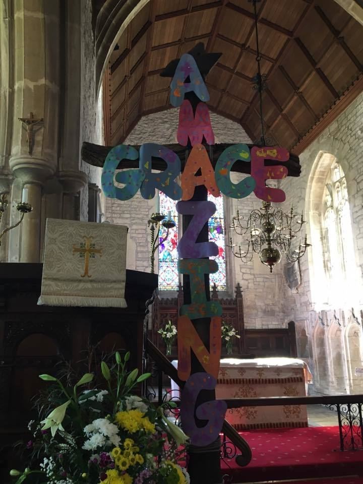 An uplifting message inside a church.