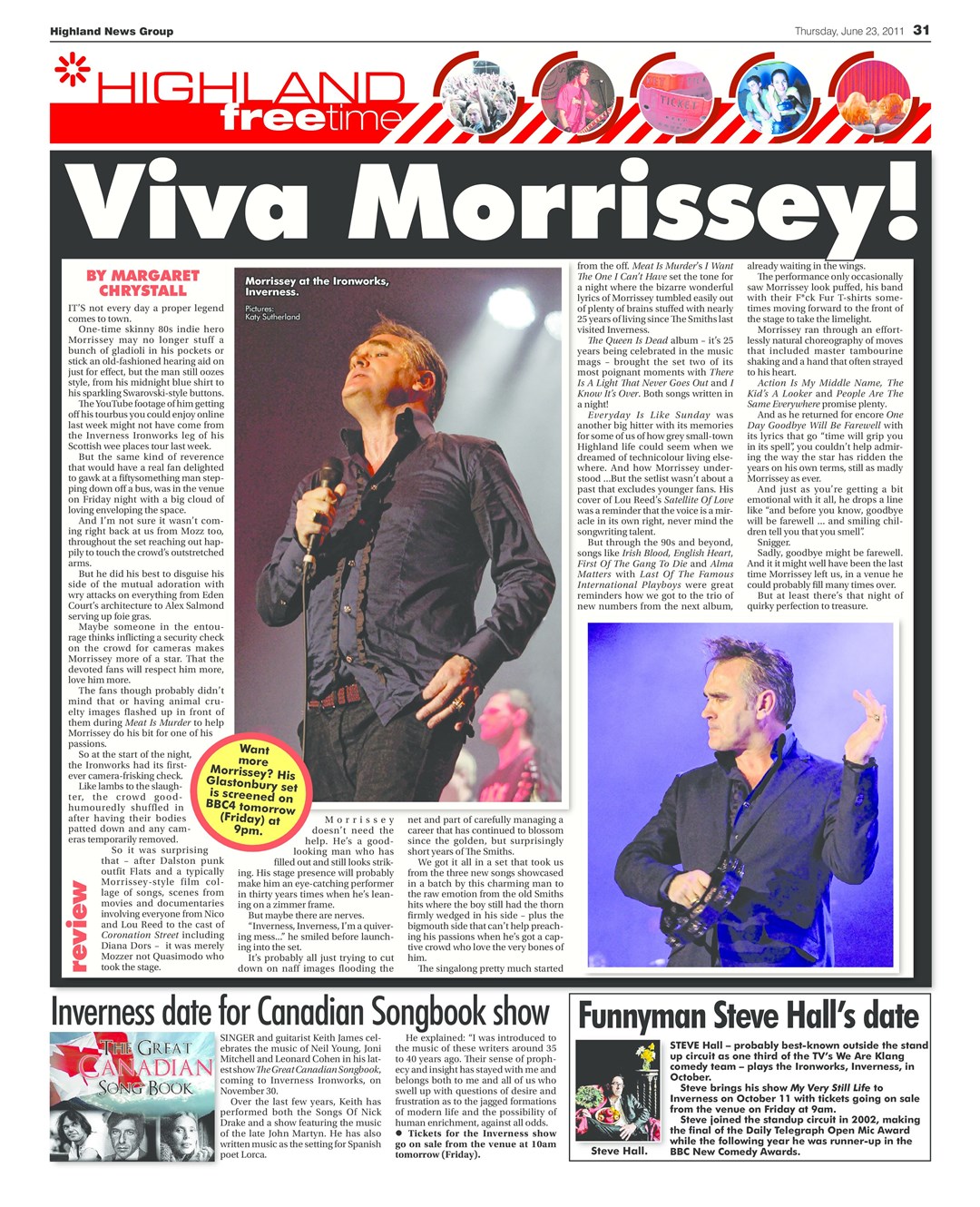Morrissey mesmerised the crowd and included old Smiths favourites among new series of songs.