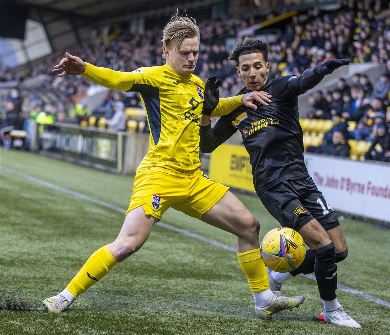 Ross County's Alex Samuel and Livingston's Odin Bailey. Picture:Andy Barr