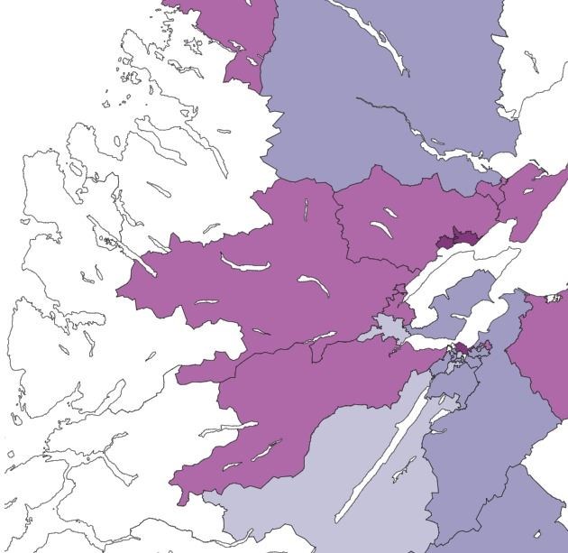 Public Health Scotland's Covid map for Ross and Cromarty in the seven days up to January 12.