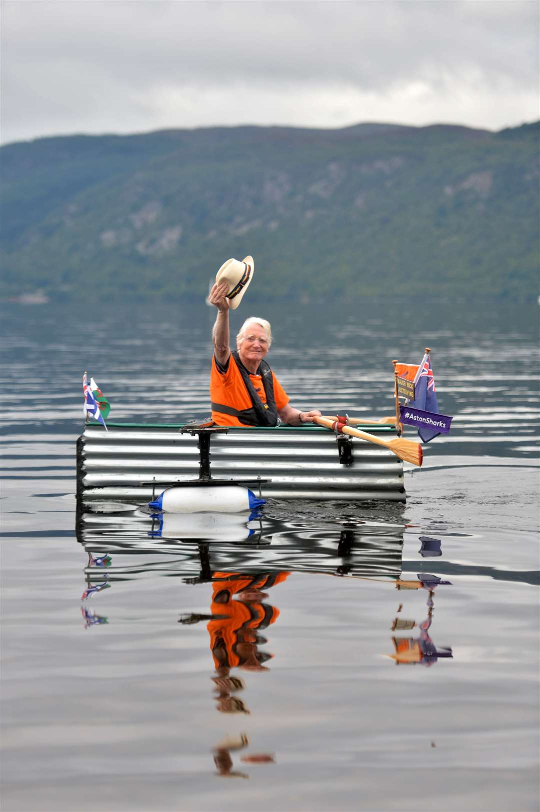 Major Mick took a rowing trip on Loch Ness during his UK-wide journey.