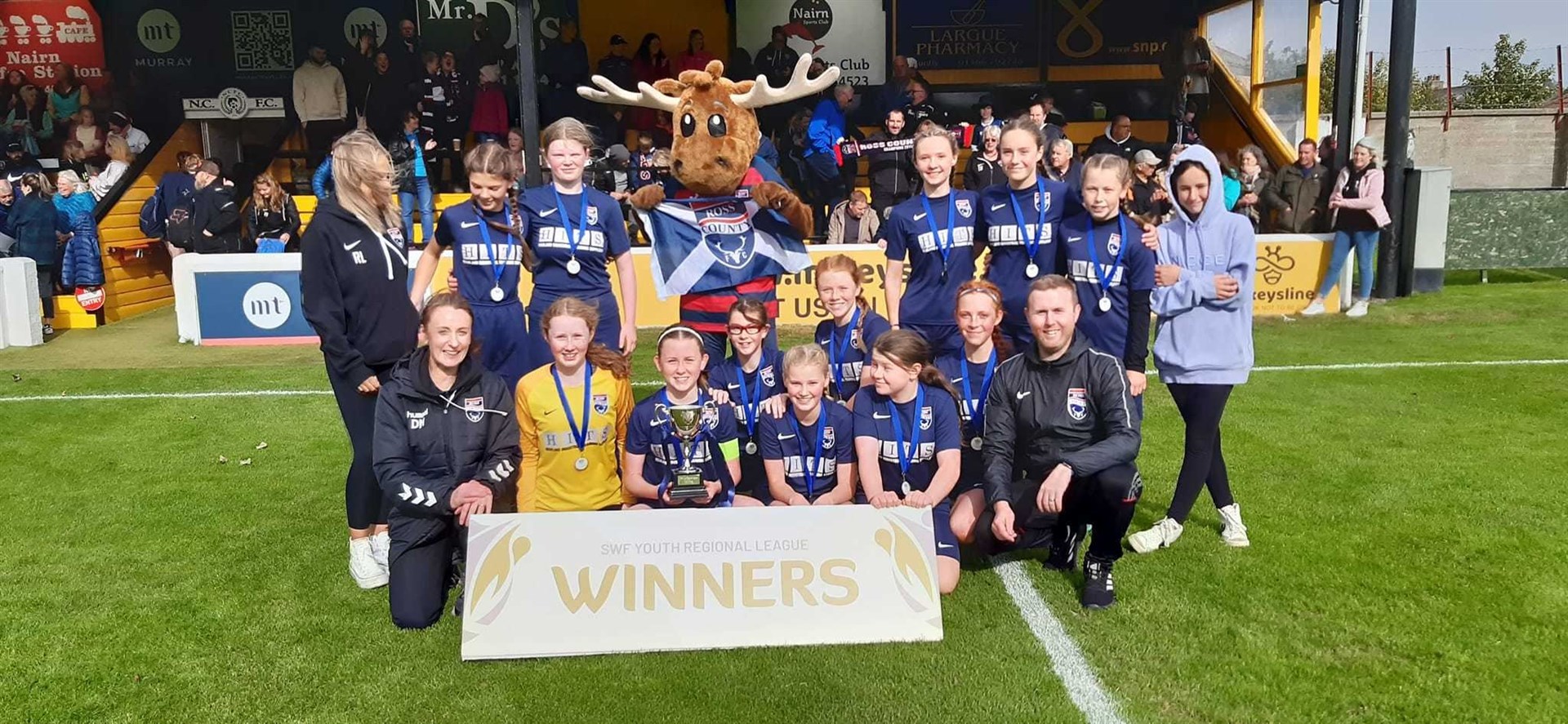 Ross County's under-14 girls won the Highland League Cup after a 5-0 win against Nairn St Ninian.