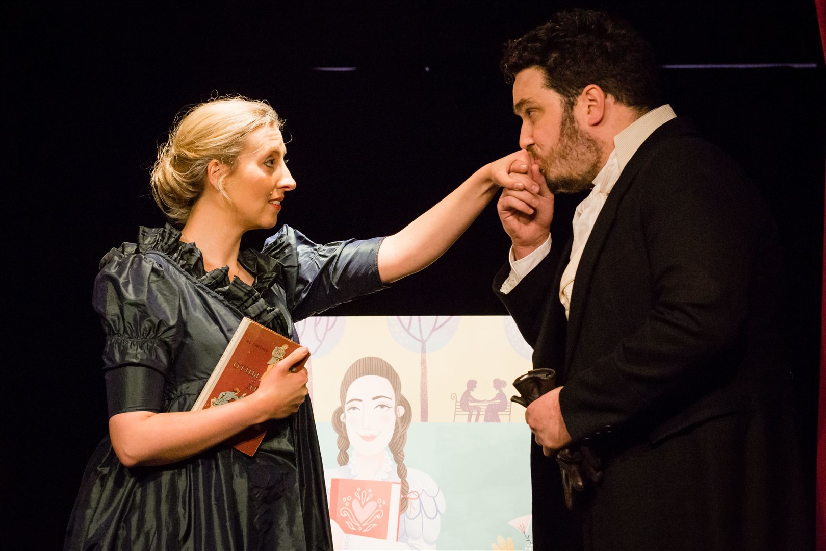 Pop-up Opera soprano Jessica Leary and baritone Andrew McTaggart in A Little Bit of Eugene. Picture: Sally Jubb