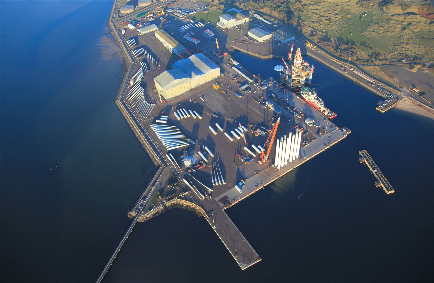 An aerial view of the Port of Nigg.