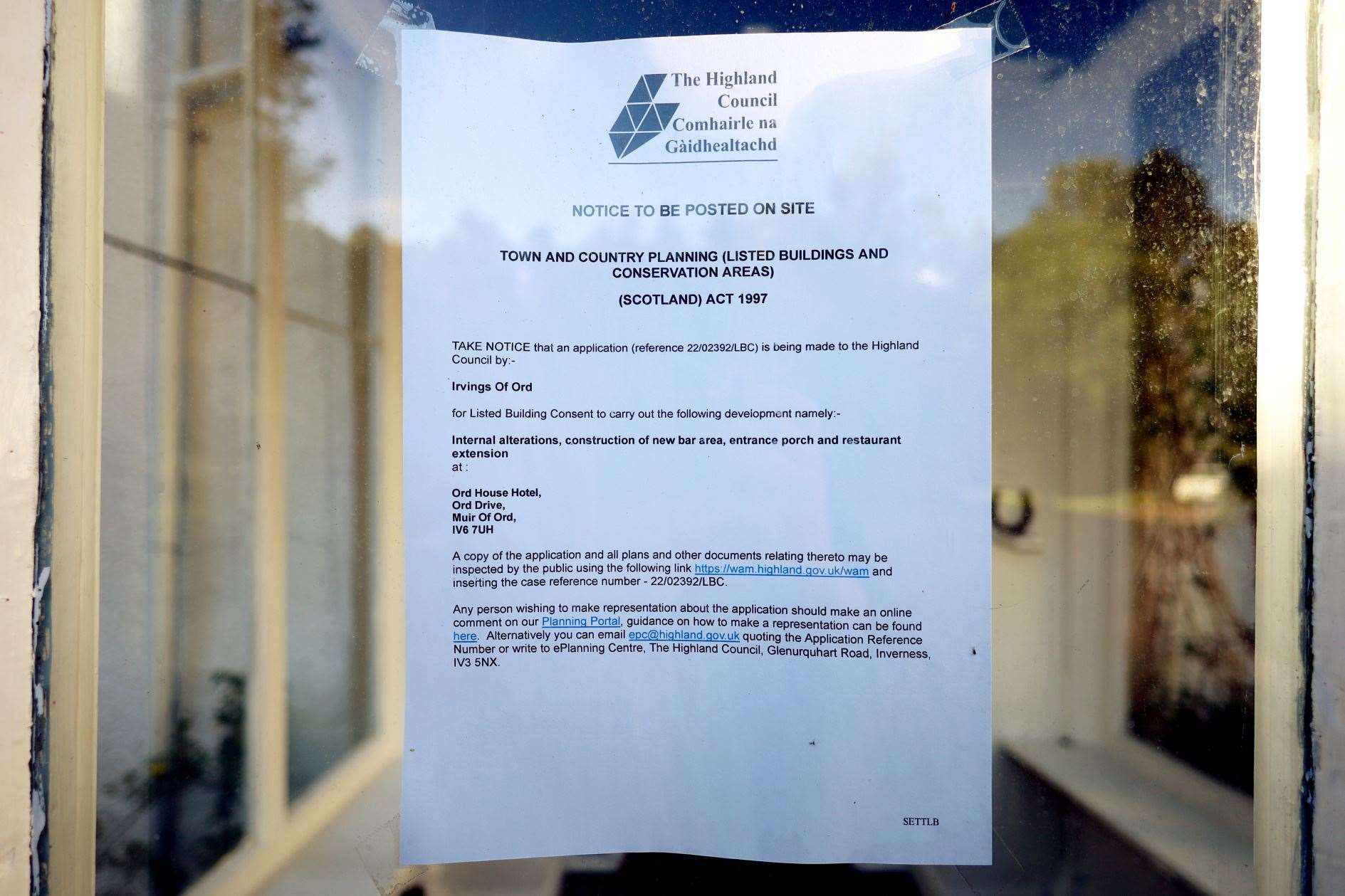A planning proposal notice in the window of Ord House Hotel. Picture: James Mackenzie