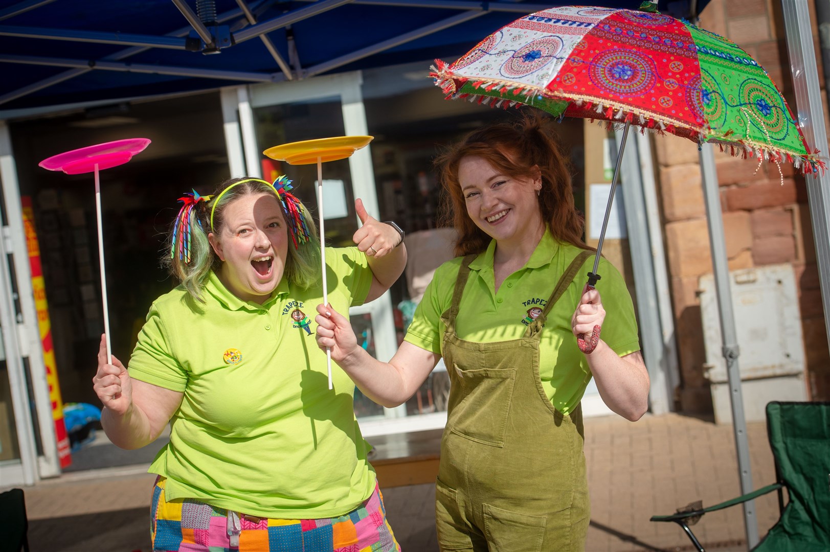 Katy-Louise Pritchett and Innes Anderson from Trapeze Entertainment. Picture: Callum Mackay..