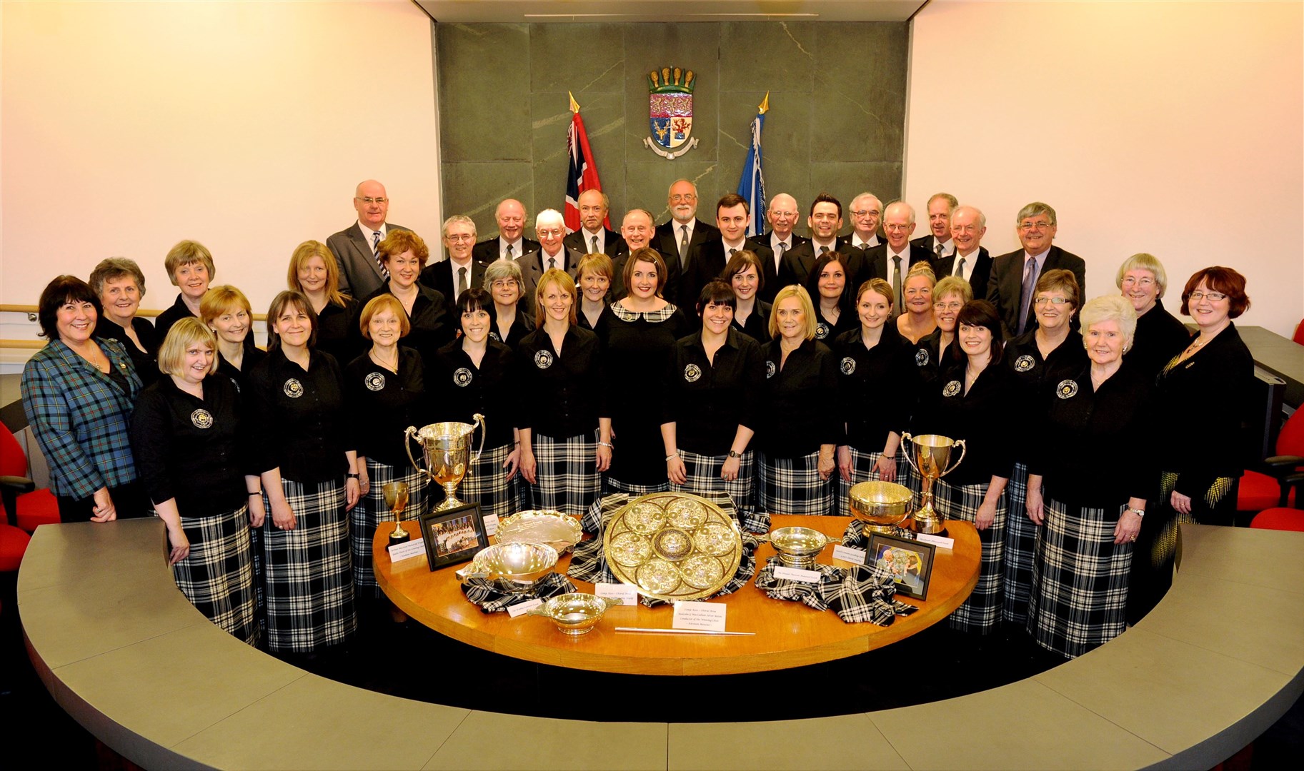 Dingwall Gaelic Choir are joined by councillors at the reception in their honour after Mod success .Picture: Gary Anthony. Image No.020351.
