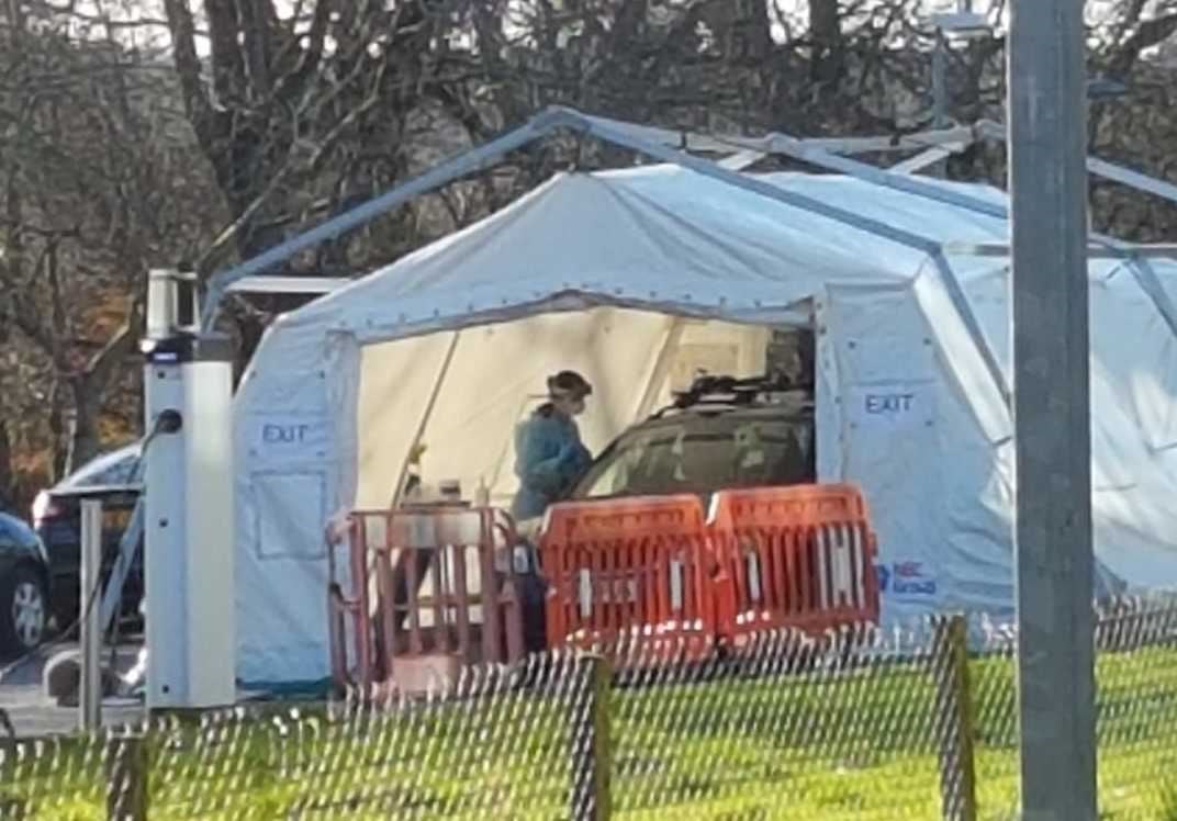 A tent has been erected at Raigmore Hospital to carry out tests on suspected cases of coronavirus.