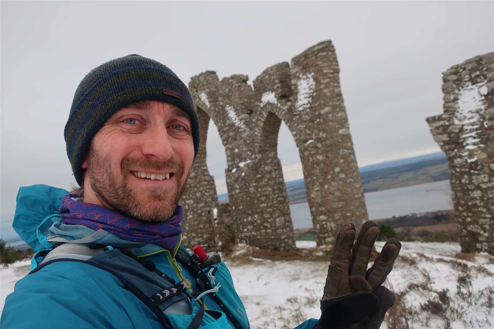 Monument number three, as John reaches the better known Fyrish monument.