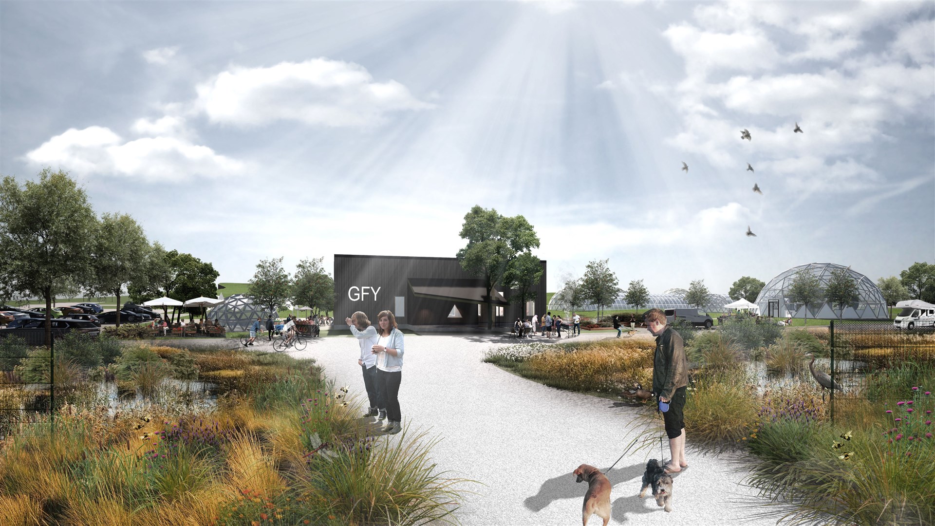 An artist's impression of the site from the entrance.