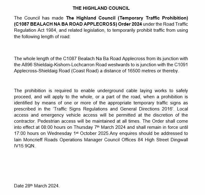 The issue noticed by Highland Council.