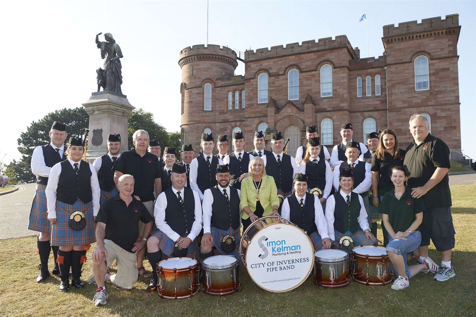 City of Inverness Pipe Band with LCC staff and Provost Helen Carmichael launch Piping Inverness.