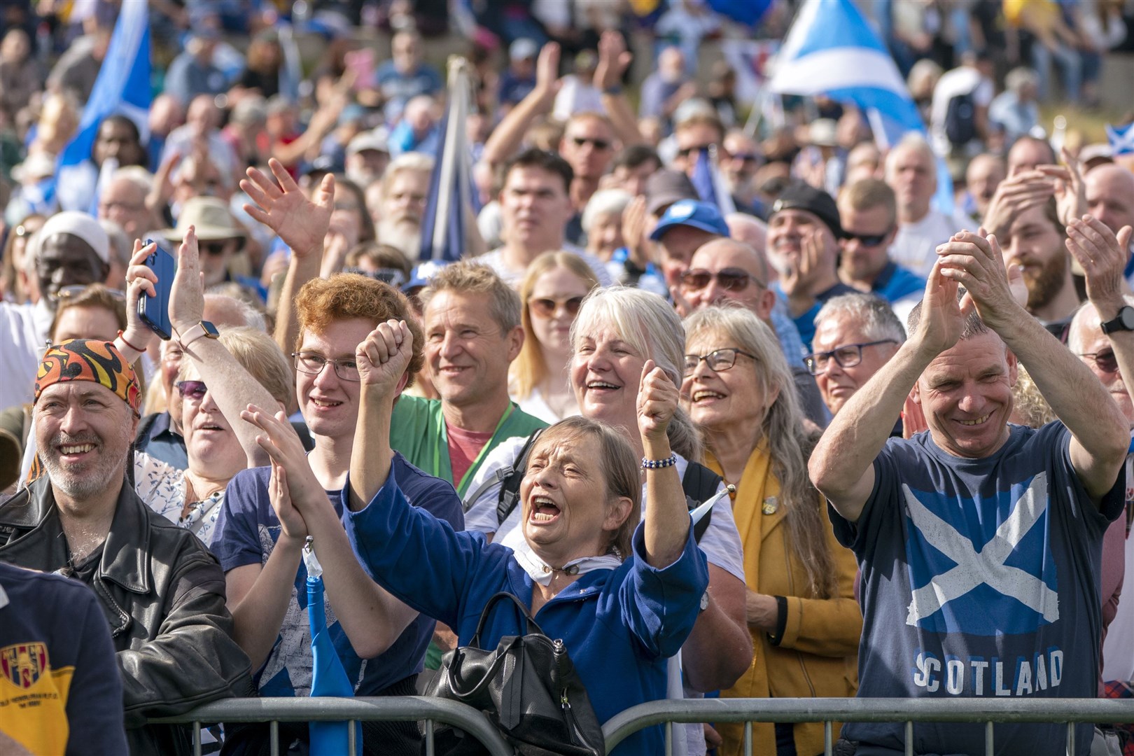 People take part in a Believe in Scotland march and rally from Edinburgh Castle (Jane Barlow/PA)