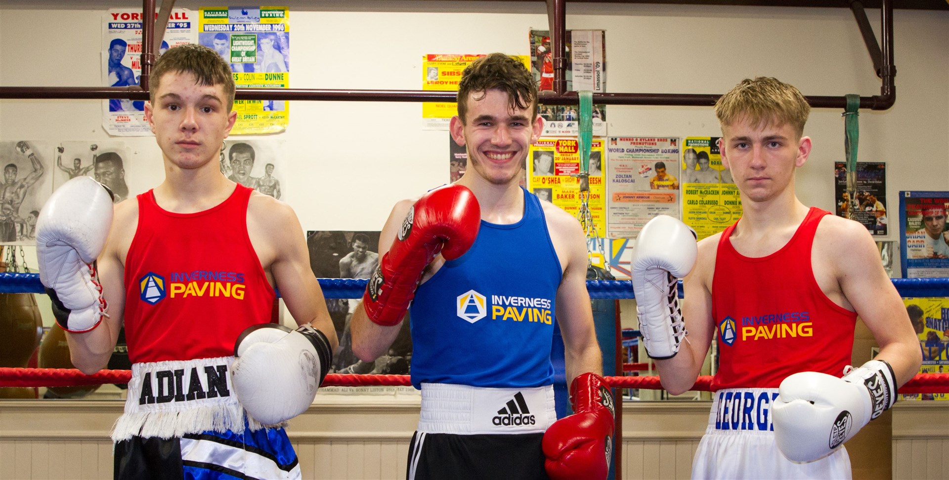 Adian Williamson (left) pictured with Callum Turnbull and George Stewart, who will also be competing in Limassol this weekend. Picture: Donald Cameron