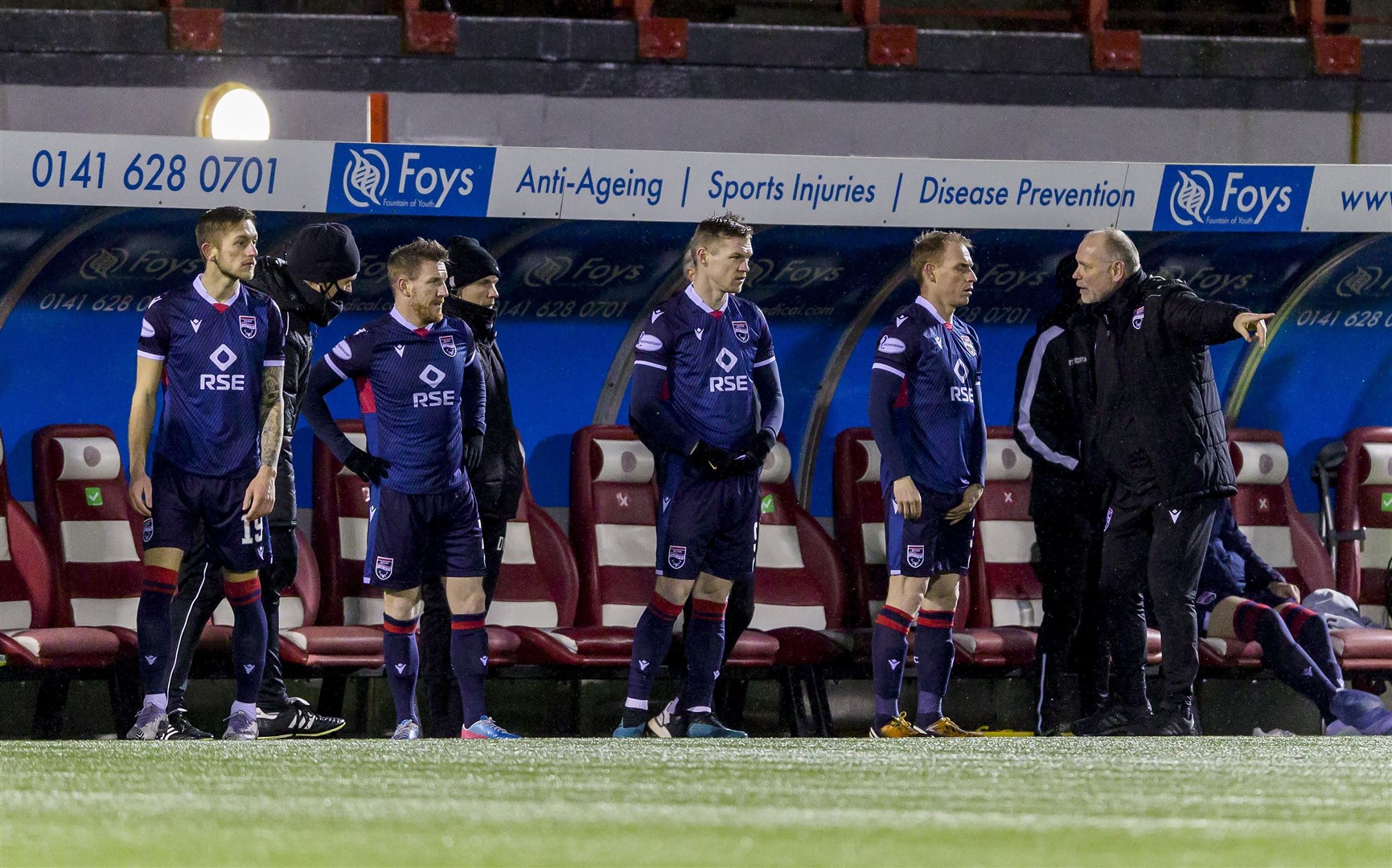 Picture - Ken Macpherson, Inverness. Hamilton Accies(1) v Ross County(2). 03/02/21. Ross County manager John Hughes brings on 4 subs.