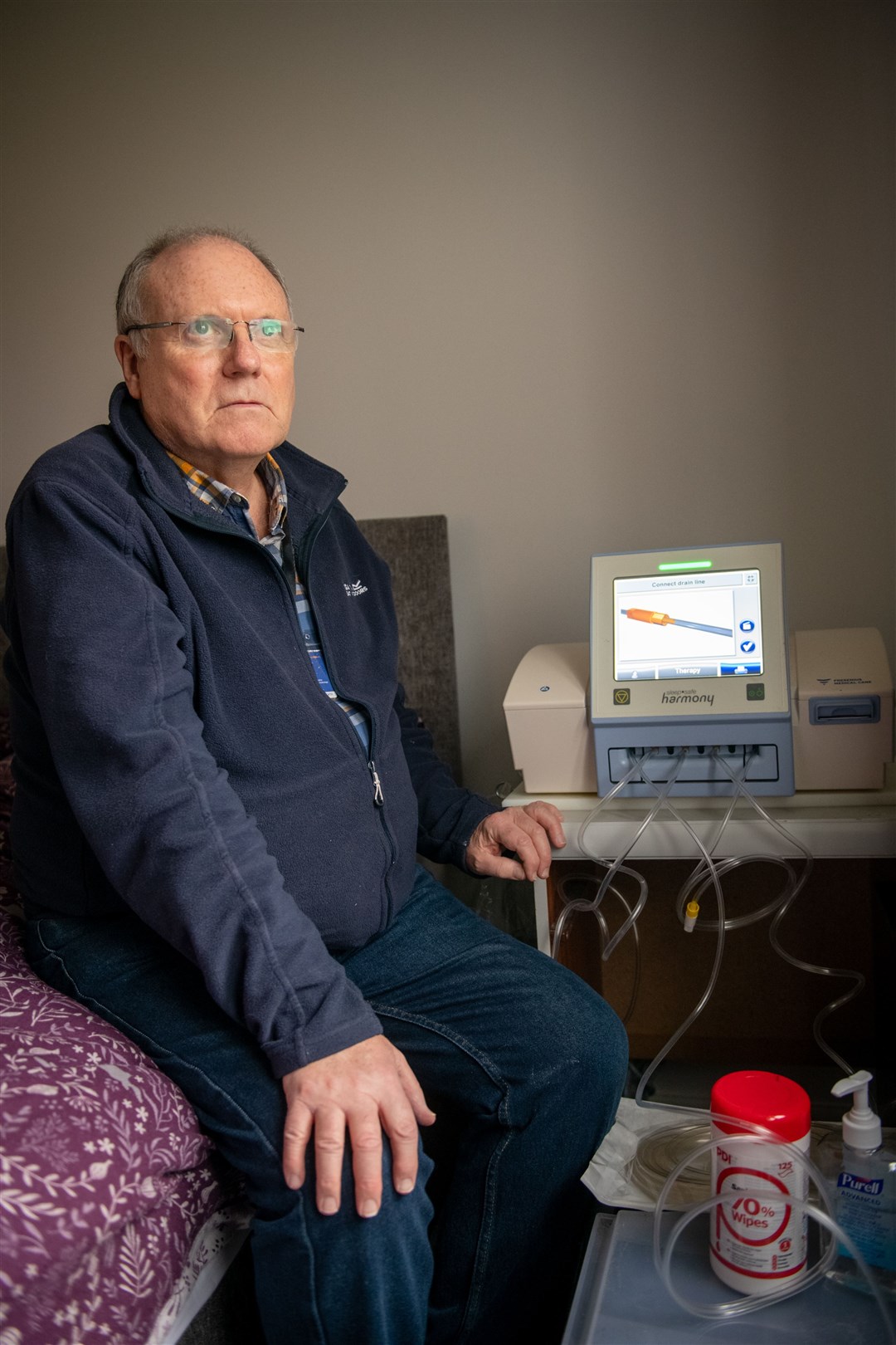 Keith Mackenzie spends eight hours every night on his kidney dialysis machine.