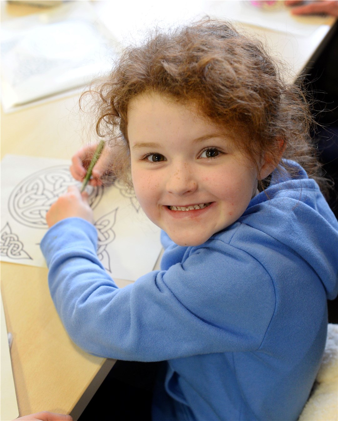 Talk and drawing activity on Pictish Stones at Dingwall Library.Eilidh McGarry enjoys her day. Picture: Gary Anthony