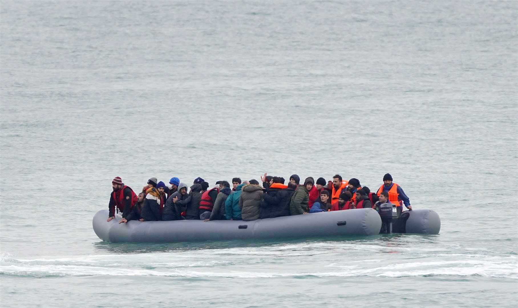 A group thought to be migrants adrift in a dinghy in the Channel (Gareth Fuller/PA)