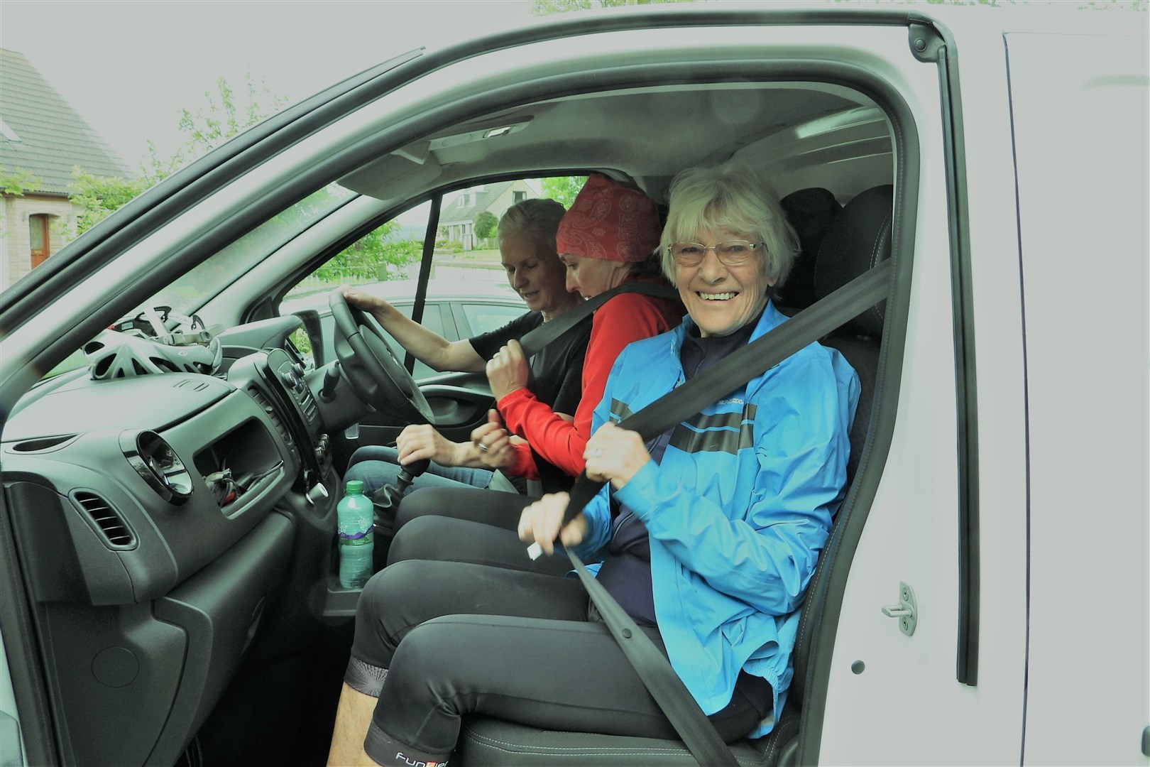 From left to right Vivienne (driver), Heather Curley (co-ordinator) and Mavis Paterson as they set off from Ferry House in Balblair back to her cycling starting point for the day in Dingwall.