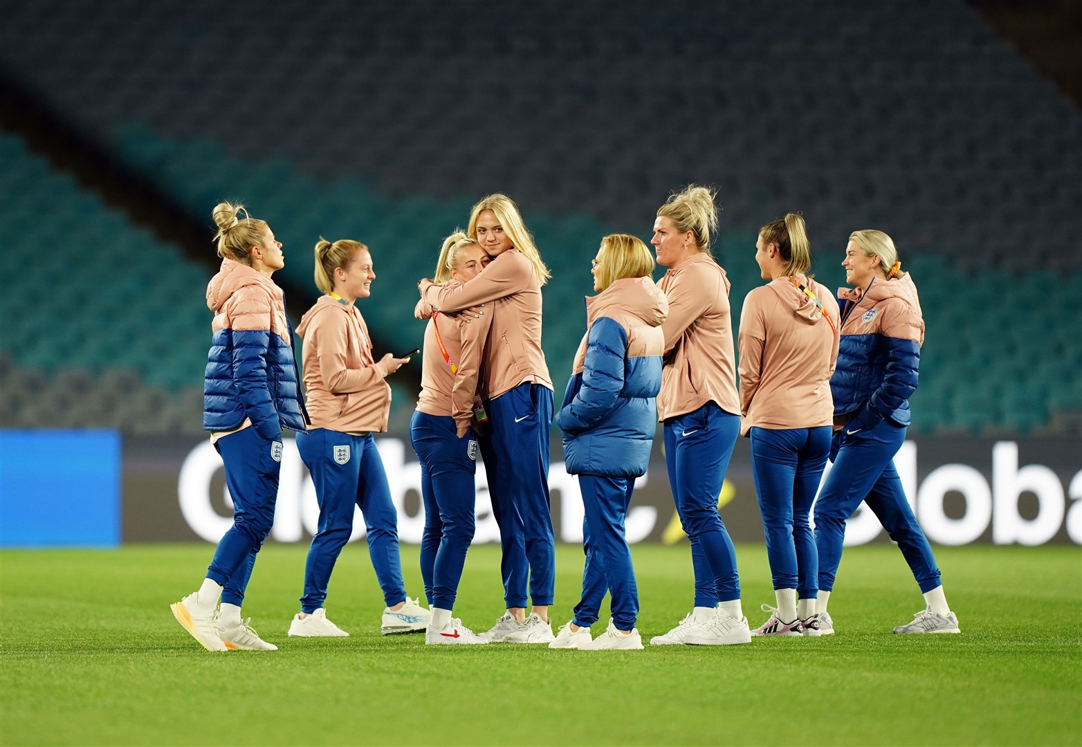 England players during the walk around at Stadium Australia on Tuesday (Zac Goodwin/PA)
