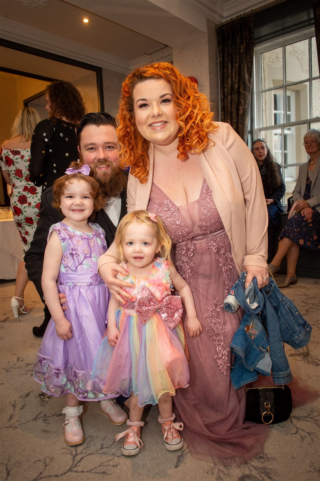 Jordan and Steph Davidson with daughters Adeline and Josie. Picture: Callum Mackay