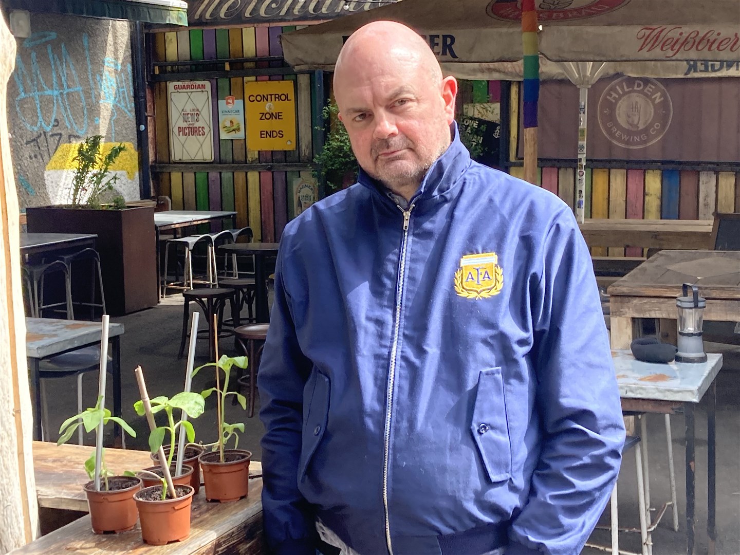 Pedro Donald, owner of the Sunflower Bar in Belfast was told his outdoor area does not conform with requirements (Rebecca Black/PA)