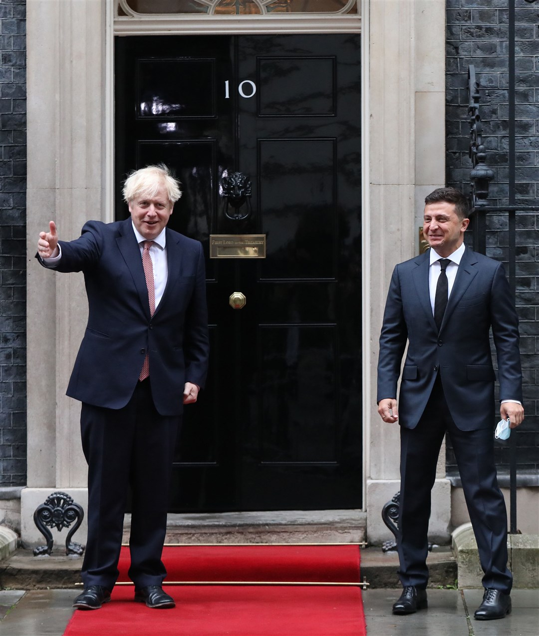 Prime Minister Boris Johnson (left) welcomes the President of Ukraine, Volodymyr Zelenskyy, to Downing Street (Aaron Chown/PA)