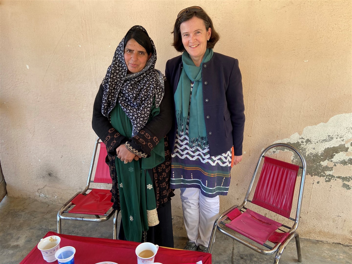 Annabel Gerry meeting with a community representative in Haripur.