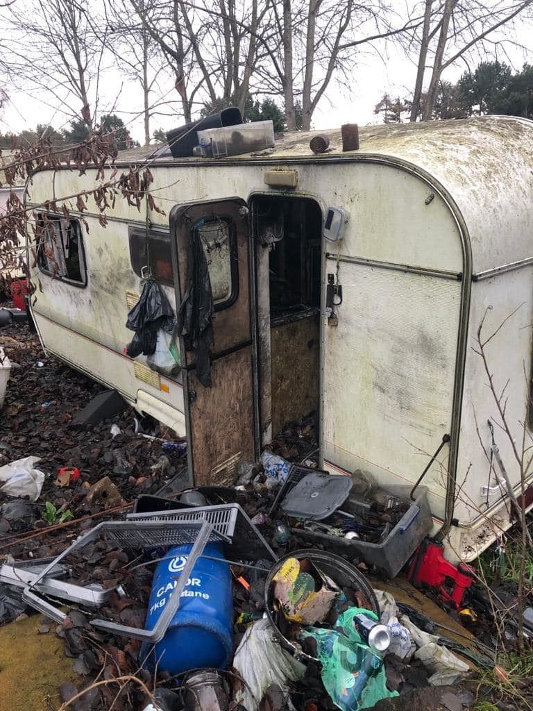 The abandoned caravan in North Kessock car park. Picture: Morven-May MacCallum on Facebook.