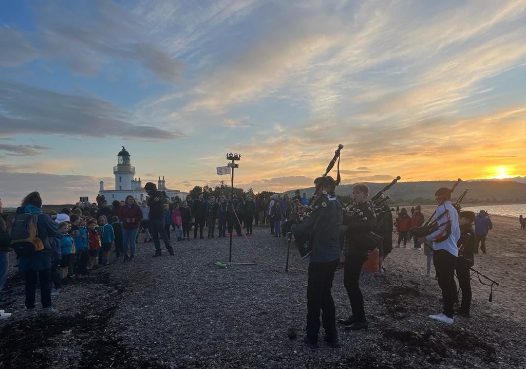 The Platinum Jubilee Beacon at Chanonry Point which was lit by dolphin conservationist Charlie Phillips watched by local cubs, scouts and residents on Thursday, June 2.
