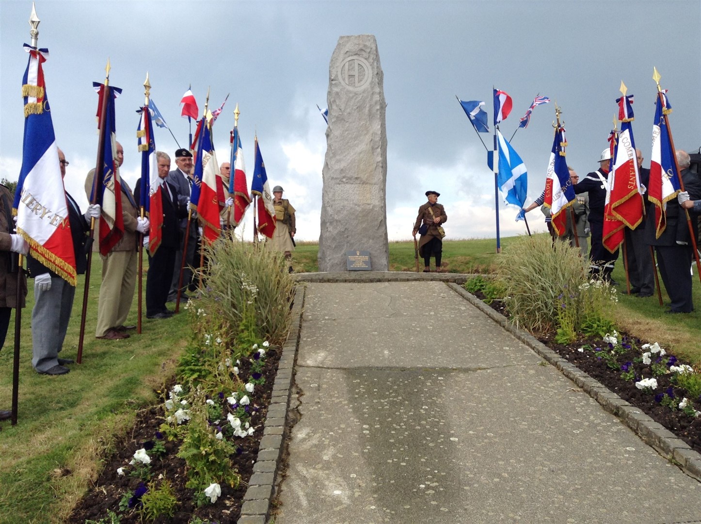 A recent commemorative event at the Normandy monument commemorating the 51st Division at St Valery-en-Caux.